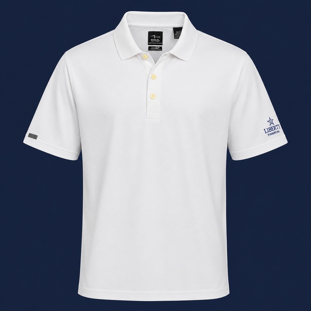 Page & Tuttle Cool Swing Golf Polo Men L White NWT Moisture Wicking Liberty Logo